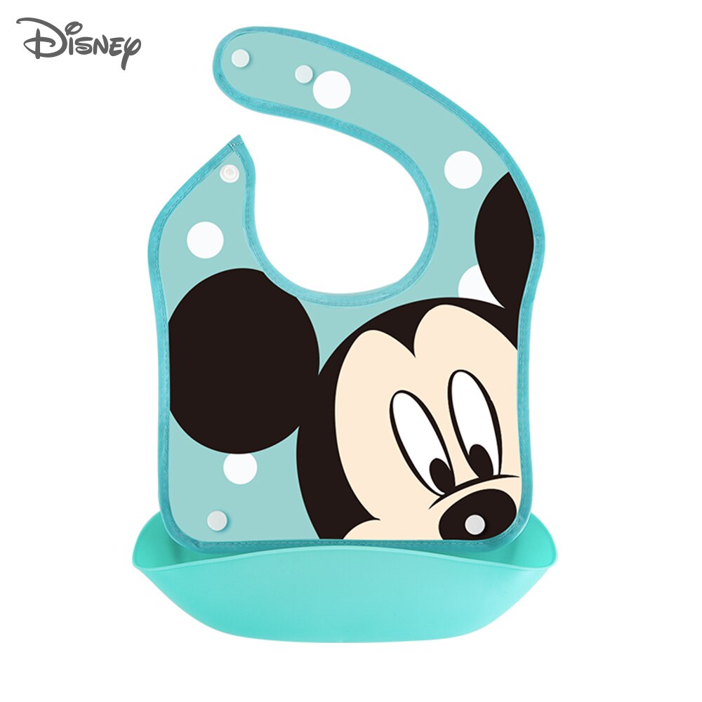 Disney Silicone Baby Dinner Bib Combination Leak-proof Pocket and Baby Burp cloths Detachable baby stuff for newborns